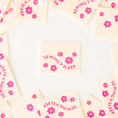 Sewing > Sleep Pink Organic Cotton Labels | Sarah Hearts Labels | 8 Pack Sewing Woven Labels | Perfect Gift for Sewist or Quilter