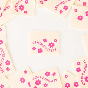 Sewing > Sleep Pink Organic Cotton Labels | Sarah Hearts Labels | 8 Pack Sewing Woven Labels | Perfect Gift for Sewist or Quilter