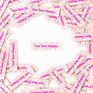 Just Sew Happy Tied with a Ribbon Woven Labels | Sarah Hearts Labels | 8 Pack Sewing Woven Labels | Perfect Gift for Sewist or Quilter