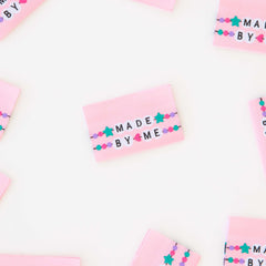 Made by Me Friendship Bracelet Woven Labels | Sarah Hearts Labels | 8 Pack Sewing Woven Labels | Gift for Sewist or Quilter