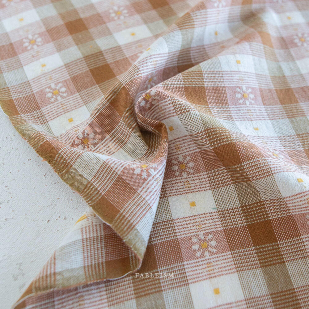 Daisy Plaid in Rose Gold GLDHR-02-ROSE-GOLD | Golden Hour by Fableism Supply Co. | Continuous Yardage | Fat Quarter | Yarn Dyed Woven