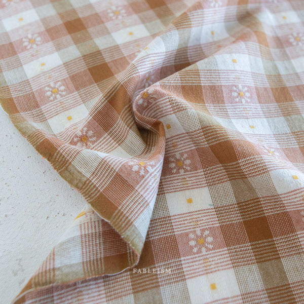 Daisy Plaid in Rose Gold GLDHR-02-ROSE-GOLD | Golden Hour by Fableism Supply Co. | Continuous Yardage | Fat Quarter | Yarn Dyed Woven