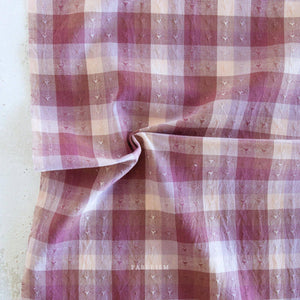 Gingham Hearts in Cameo Pink GLDHR-10-CAMEO-PINK | Golden Hour by Fableism Supply Co. | Continuous Yardage | Fat Quarter | Yarn Dyed Woven