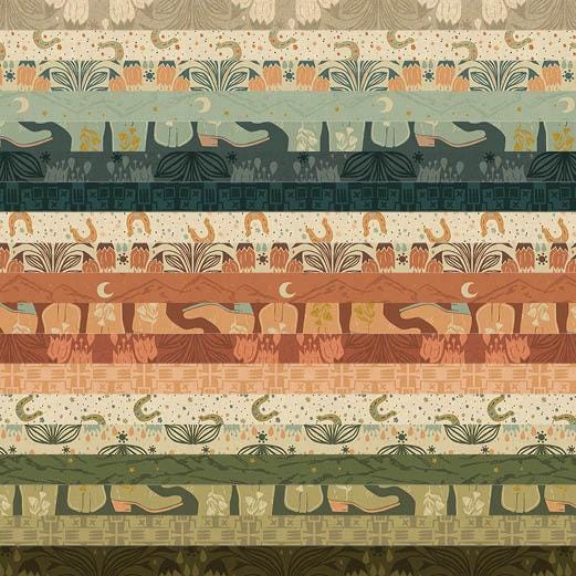 Lucky Desert Moss Unbleached Metallic AC703-DM3UM | The Badlands by Ash Cascade | Cotton + Steel | Continuous Yardage | Fat Quarter
