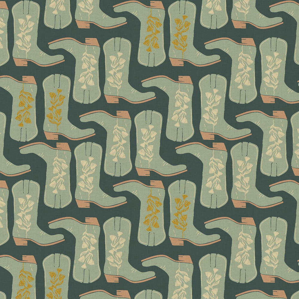Kickin' It The Blues Unbleached Metallic AC701-TB1UM | The Badlands by Ash Cascade | Cotton + Steel | Continuous Yardage | Fat Quarter