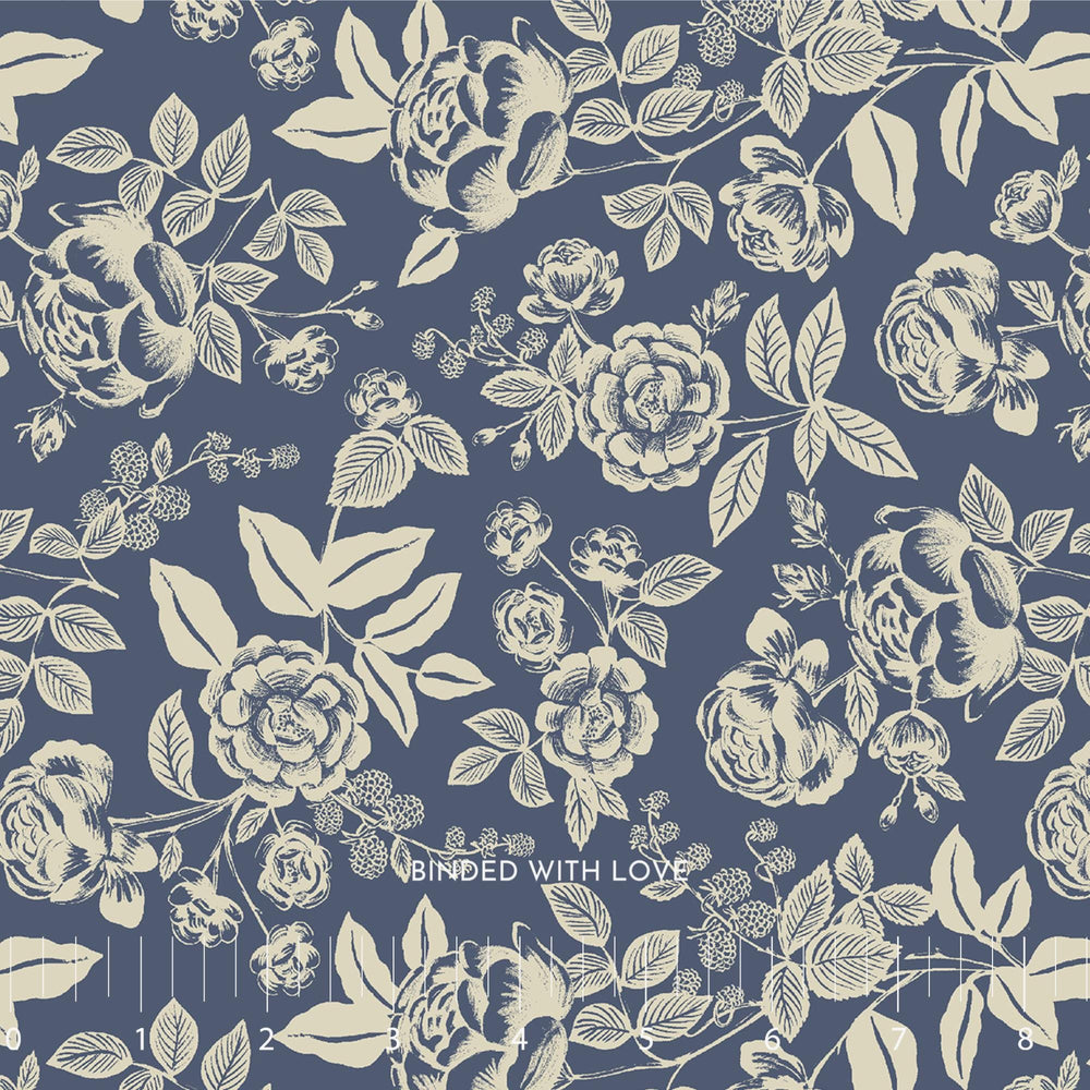 English Rose Blue and Cream RP1401-BC2 | English by Rifle Paper Co | Cotton + Steel | Continuous Yardage | Fat Quarter