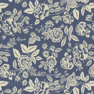 English Rose Blue and Cream RP1401-BC2 | English by Rifle Paper Co | Cotton + Steel | Continuous Yardage | Fat Quarter
