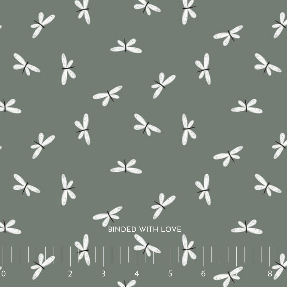Dragonflies Spruce 90983-78 | Charmwood by Bernadett Urbanovics | Figo Fabrics | Continuous Yardage | Fat Quarter | Quilting Fabric