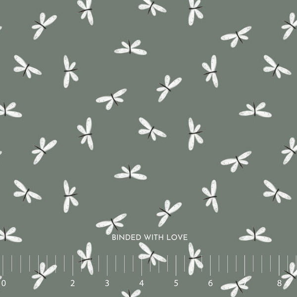 Dragonflies Spruce 90983-78 | Charmwood by Bernadett Urbanovics | Figo Fabrics | Continuous Yardage | Fat Quarter | Quilting Fabric