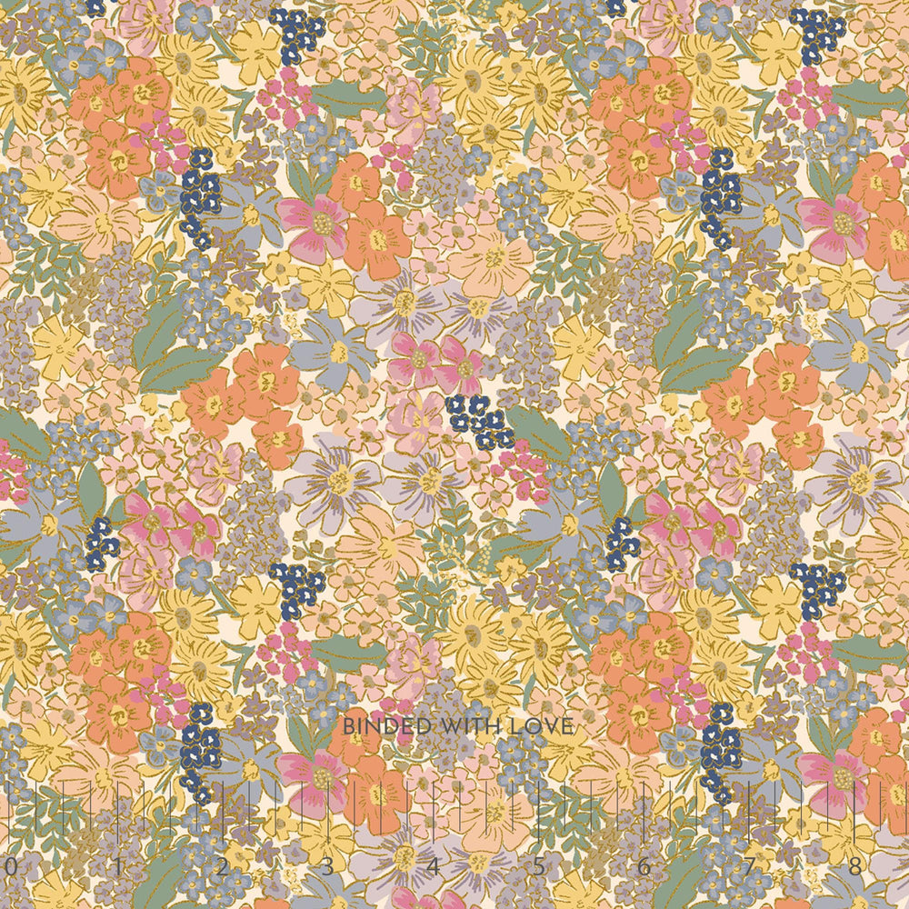 Mimi Blush Metallic RP1403-BL1M | English by Rifle Paper Co | Cotton + Steel | Continuous Yardage | Fat Quarter