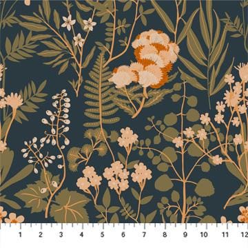 Wild Flowers Navy 90699-48 | Wild Cottage by Holli Zollinger | Figo Fabrics | Continuous Yardage | Fat Quarter | Quilting Fabric