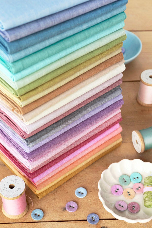 Beige 160036 | Chambray Basics Tilda Fabrics | Yarn Dyed Woven Quilting Fabric | Continuous Yardage | Fat Quarter