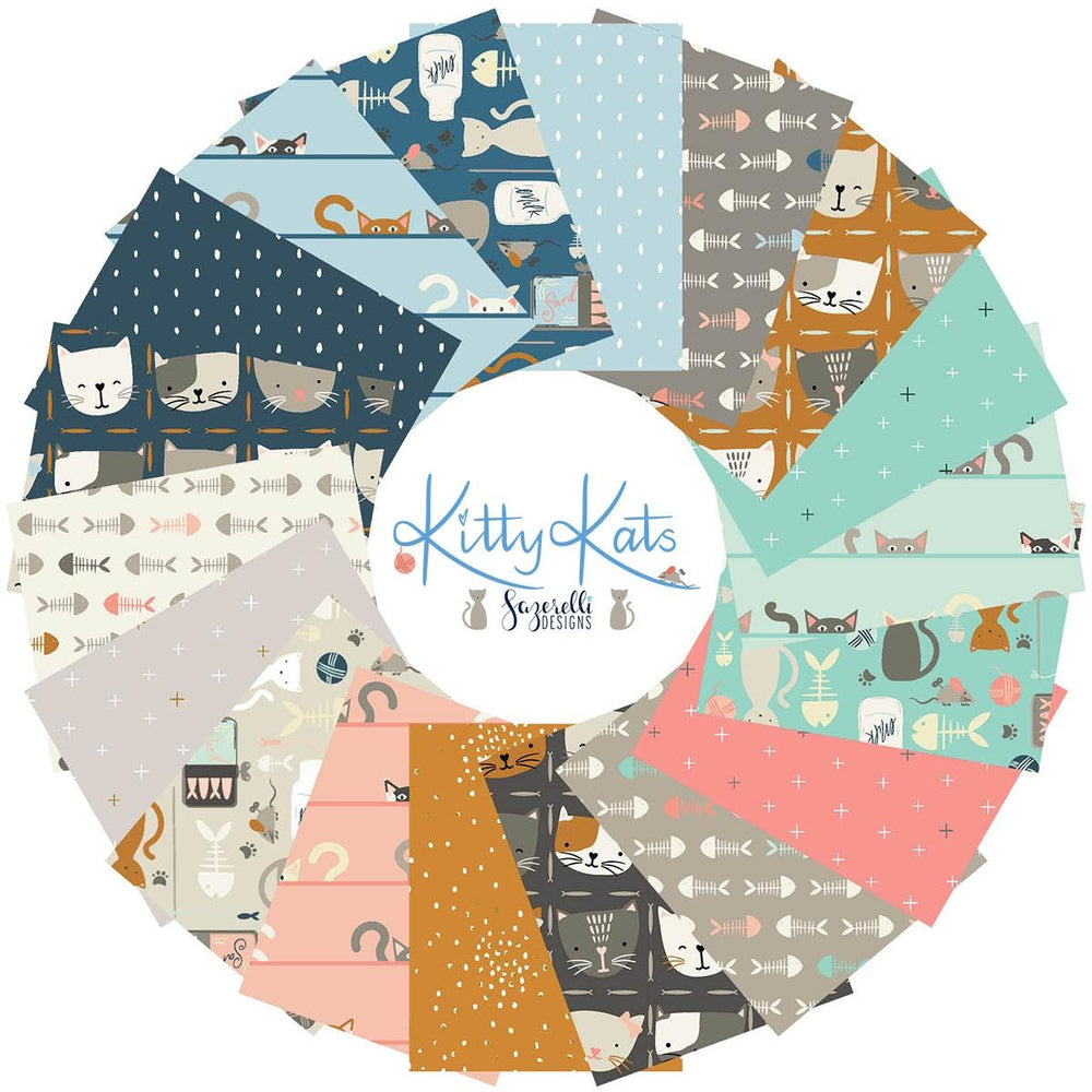 Kitty Kats Fat Quarter Bundle by Sazerelli Designs | Cotton + Steel | 18 prints