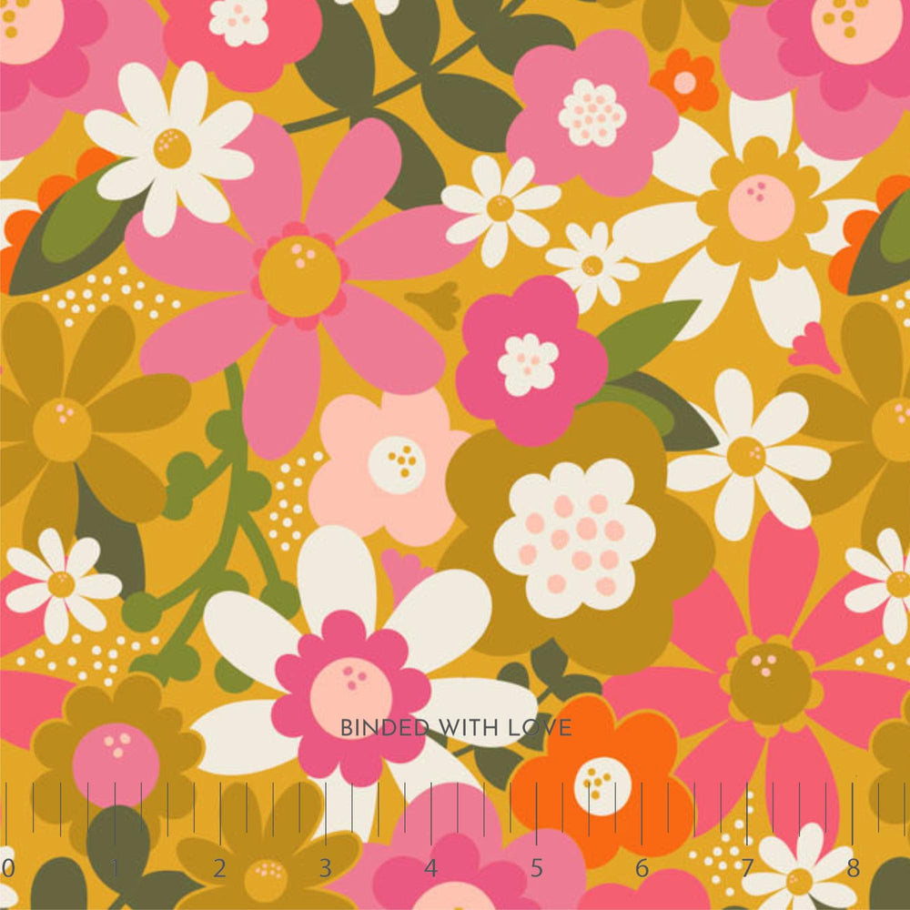 Floral Ochre 91110-55 | Joyful June by Sarah Hearts | Figo Fabrics