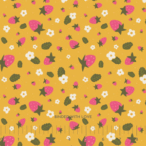 Strawberries Ochre 91111-55 | Joyful June by Sarah Hearts | Figo Fabrics
