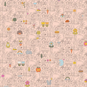 Asobo Peach Cloud HO502-PC2 | Kanpeki Na Hi by Hitomi Osumi | Cotton + Steel