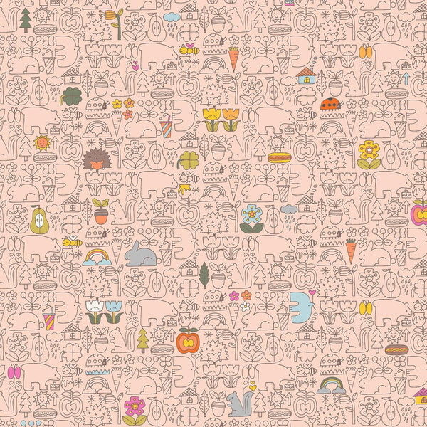 Asobo Peach Cloud HO502-PC2 | Kanpeki Na Hi by Hitomi Osumi | Cotton + Steel