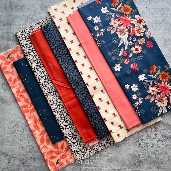 Curated Remnant Bundle | 8 Fabric End of Bolt Quilting Bundle | One of a Kind | REMNANT BUNDLE-122