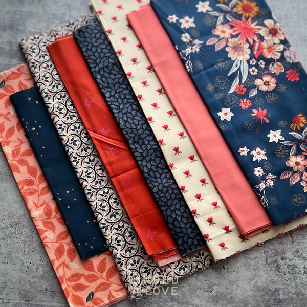 Curated Remnant Bundle | 8 Fabric End of Bolt Quilting Bundle | One of a Kind | REMNANT BUNDLE-122