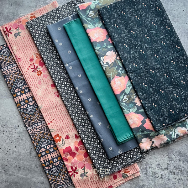 Curated Remnant Bundle | 7 Fabric End of Bolt Quilting Bundle | One of a Kind | REMNANT BUNDLE-121