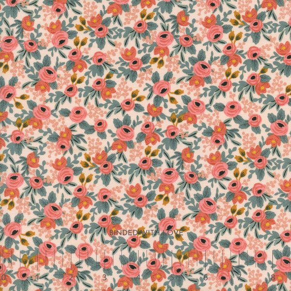 Rosa Peach AB8004-001 | Les Fleurs by Rifle Paper Co | Cotton + Steel | Continuous Yardage | Fat Quarter