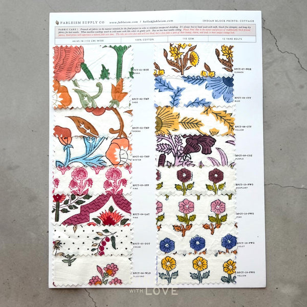 Indian Block Prints Swatch Card – 16 Colors