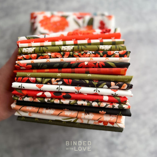 Crimson and Evergreen by Kay’s Illustrations for Cloud9 Fabrics | Organic Quilting Cotton | Fat Quarter or Half Yard Bundle