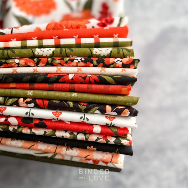 Crimson and Evergreen by Kay’s Illustrations for Cloud9 Fabrics | Organic Quilting Cotton | Fat Quarter or Half Yard Bundle