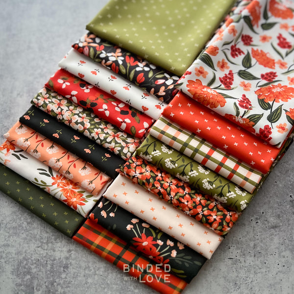 Crimson and Evergreen by Kay’s Illustrations for Cloud9 Fabrics | Organic Quilting Cotton | Fat Quarter or Half Yard Bundle