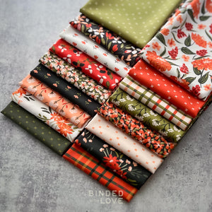 Crimson and Evergreen by Kay’s Illustrations for Cloud9 Fabrics | Organic Quilting Cotton | Fat Quarter or Half Yard Bundle