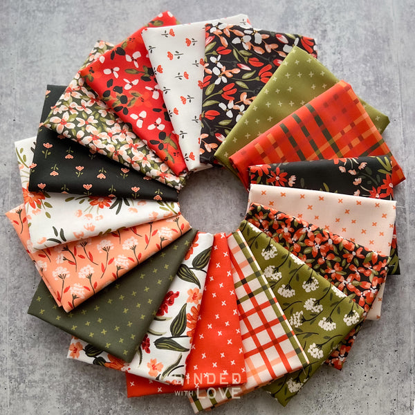 Crimson and Evergreen by Kay’s Illustrations for Cloud9 Fabrics | Organic Quilting Cotton | Fat Quarter or Half Yard Bundle
