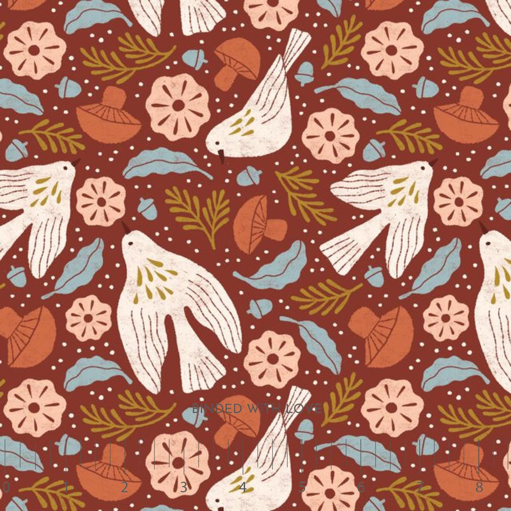 Birds Dark Red 228894 | Folky Forest by Soph Rowe