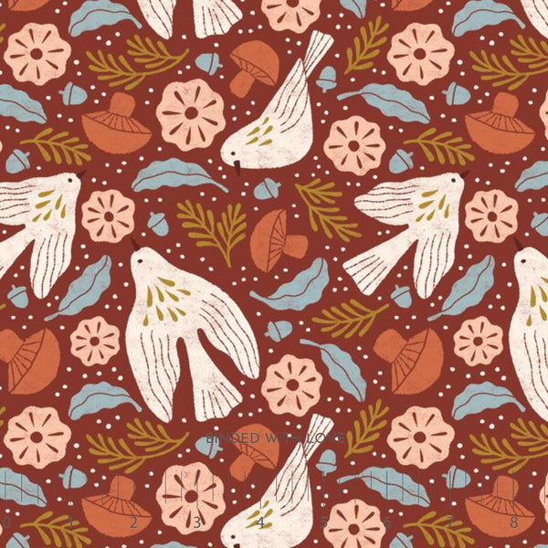 Birds Dark Red 228894 | Folky Forest by Soph Rowe