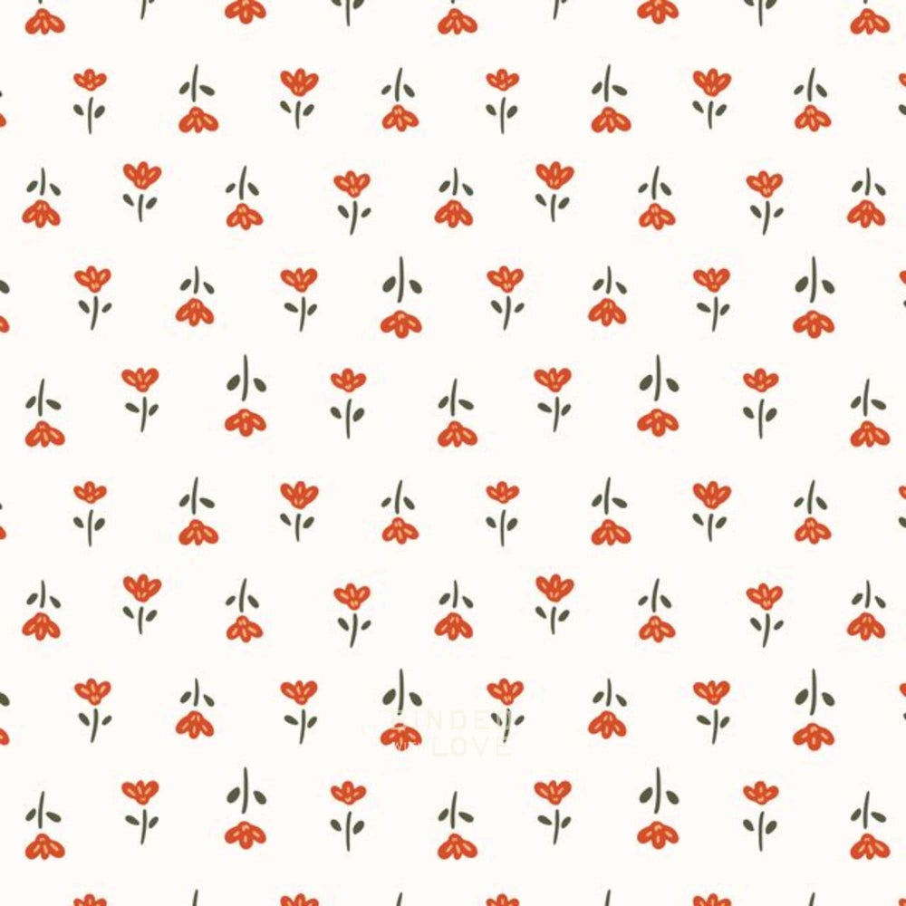 Blooming Little Flowerets White 229019 | Crimson and Evergreen by Kay’s Illustrations