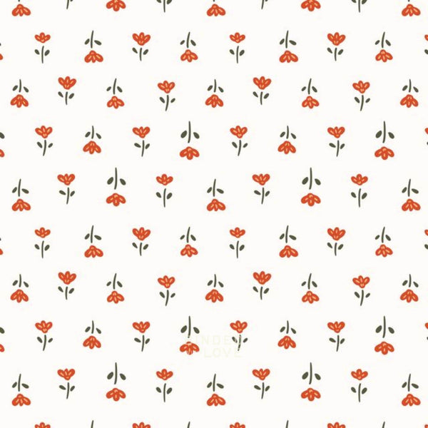Blooming Little Flowerets White 229019 | Crimson and Evergreen by Kay’s Illustrations