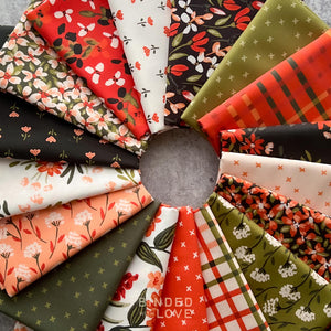 Crimson and Evergreen by Kay’s Illustrations for Cloud9 Fabrics | Organic Quilting Cotton | Fat Quarter or Half Yard Bundle