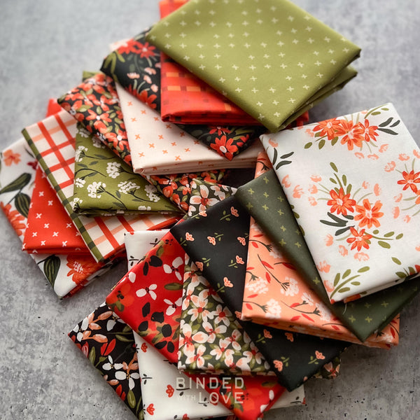 Crimson and Evergreen by Kay’s Illustrations for Cloud9 Fabrics | Organic Quilting Cotton | Fat Quarter or Half Yard Bundle