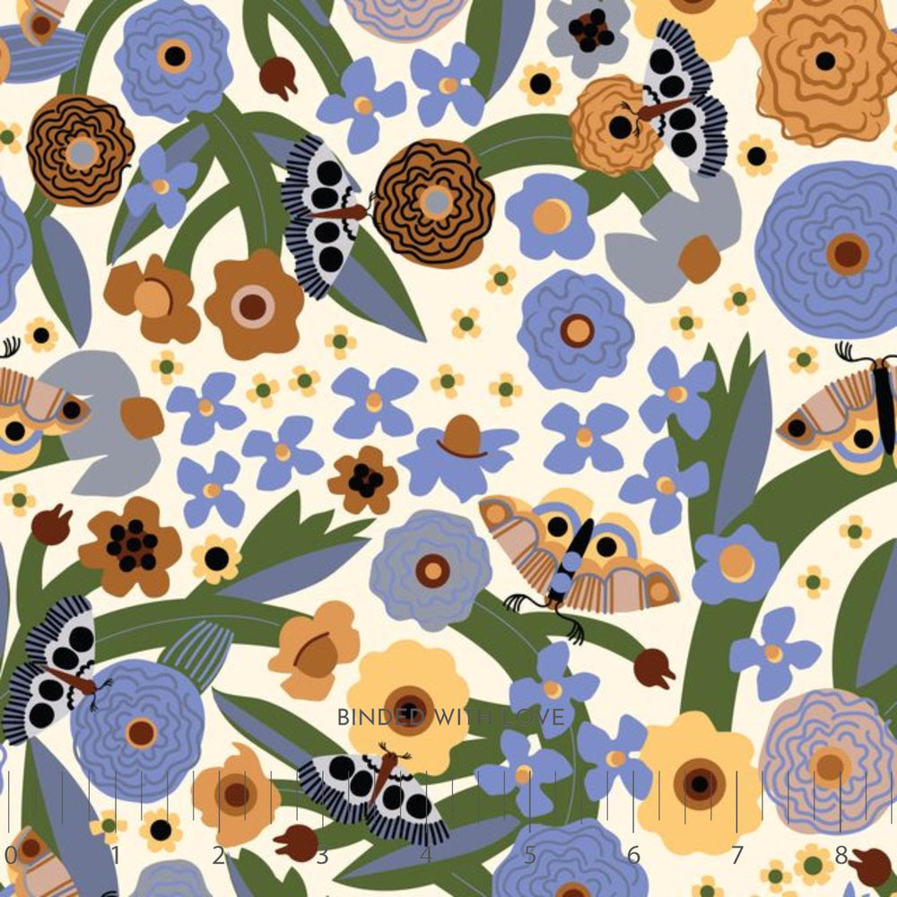Moth Garden Ivory Multi 229085 | Firefly Moon by Leah Duncan