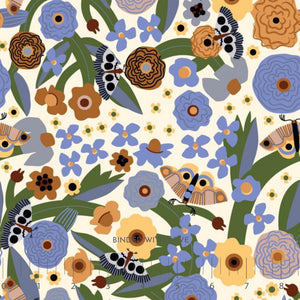 Moth Garden Ivory Multi 229085 | Firefly Moon by Leah Duncan