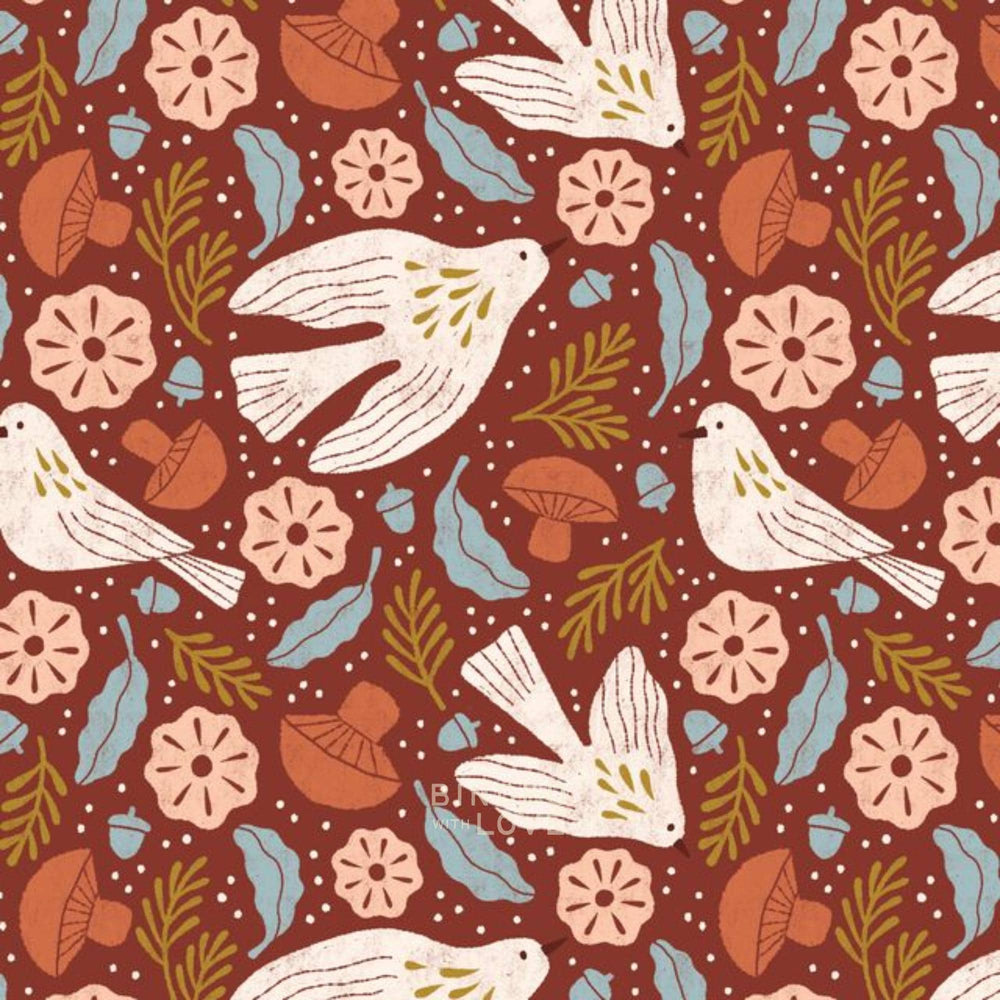 Birds Dark Red 228894 | Folky Forest by Soph Rowe