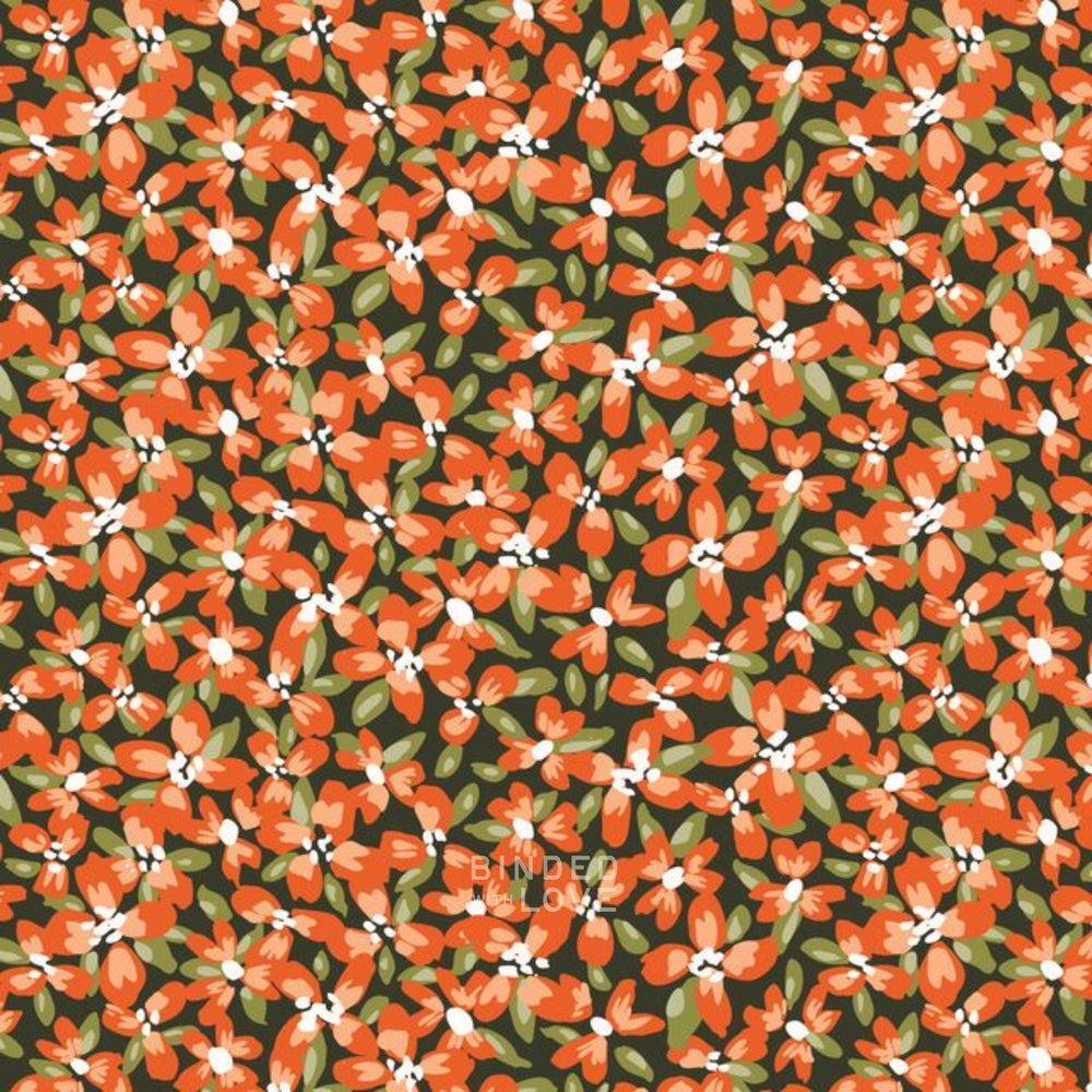 Ditsy Flowerbed Night 229021 | Crimson and Evergreen by Kay’s Illustrations