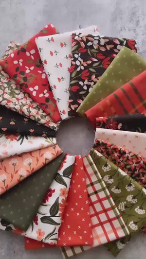 Crimson and Evergreen by Kay’s Illustrations for Cloud9 Fabrics | Organic Quilting Cotton | Fat Quarter or Half Yard Bundle