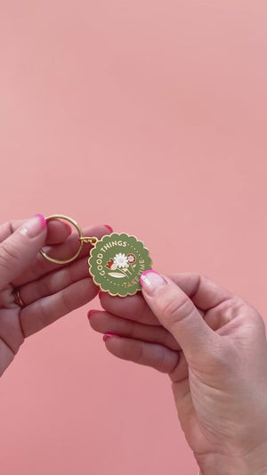 Good Things Take Time Enamel Keychain - Bag Charm