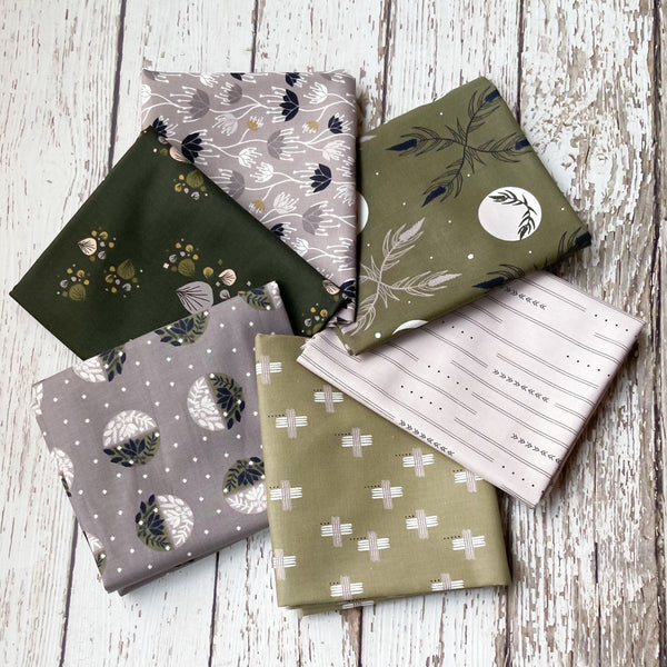 Camp Creek by Ash Cascade | 6 Prints | Cotton + Steel | Fat Quarter Bundle | Green Quilting Bundle