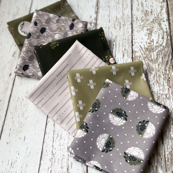 Camp Creek by Ash Cascade | 6 Prints | Cotton + Steel | Fat Quarter Bundle | Green Quilting Bundle