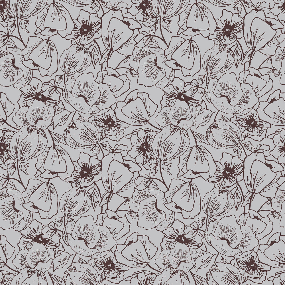 Anemones Wisteria HJ302-WI3 | Wallflower by Hope Johnson | Cotton + Steel | Continuous Yardage | End of Bolt | Destash
