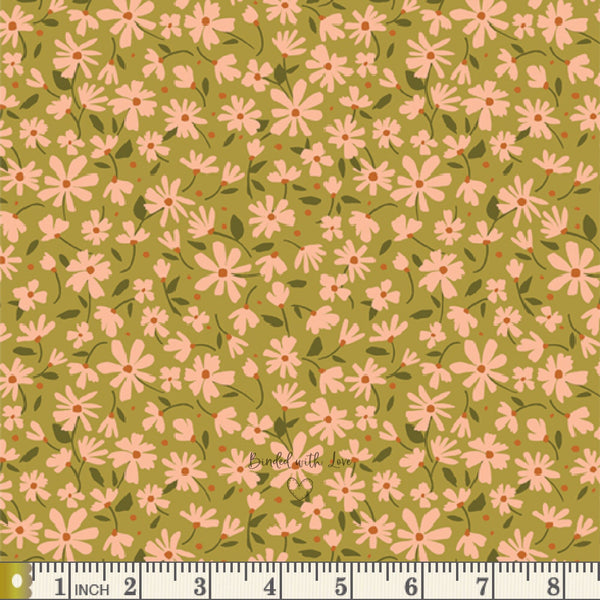 Nostalgia Meadow Moss GLR-44306 | Gloria by Maureen Cracknell | Art Gallery Fabrics | Continuous Yardage | End of Bolt | Destash
