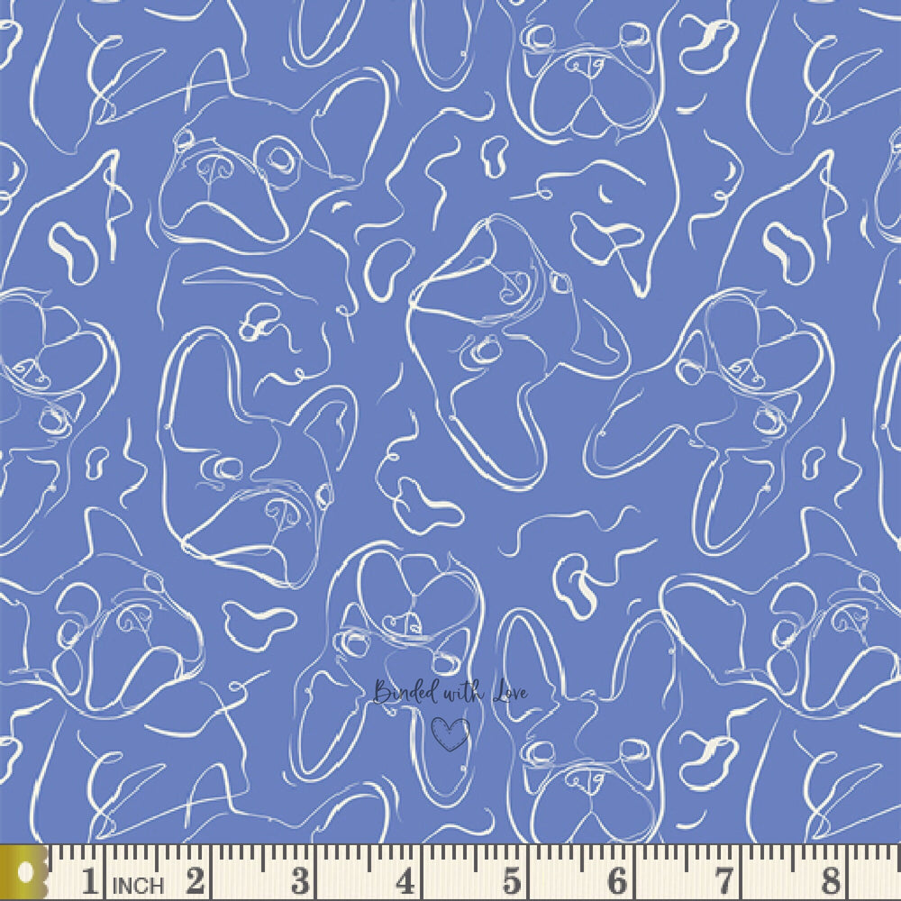 Frenchie Serene PWK-68801 | Periwinkle by AGF Studio | Art Gallery Fabrics | Continuous Yardage | End of Bolt | Destash