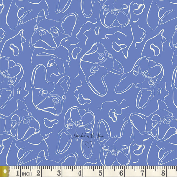 Frenchie Serene PWK-68801 | Periwinkle by AGF Studio | Art Gallery Fabrics | Continuous Yardage | End of Bolt | Destash