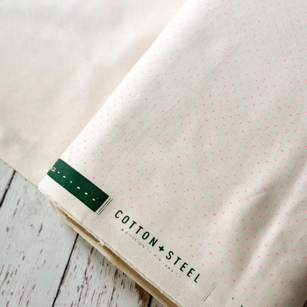 Stitch and Repeat Pink Glow Unbleached Neon CS101-PI1UN | Cotton + Steel Basics | Yardage | Fat Quarter